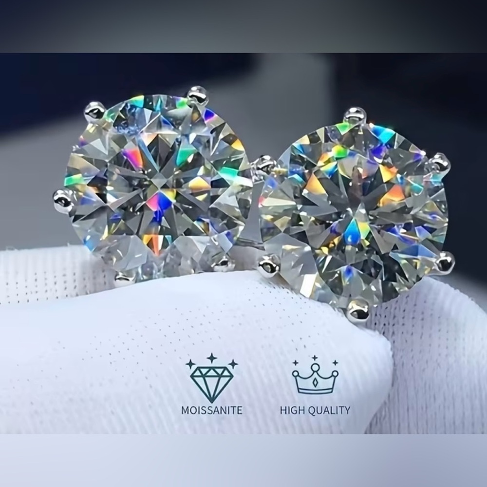 Moissanite Silver Stud Earrings